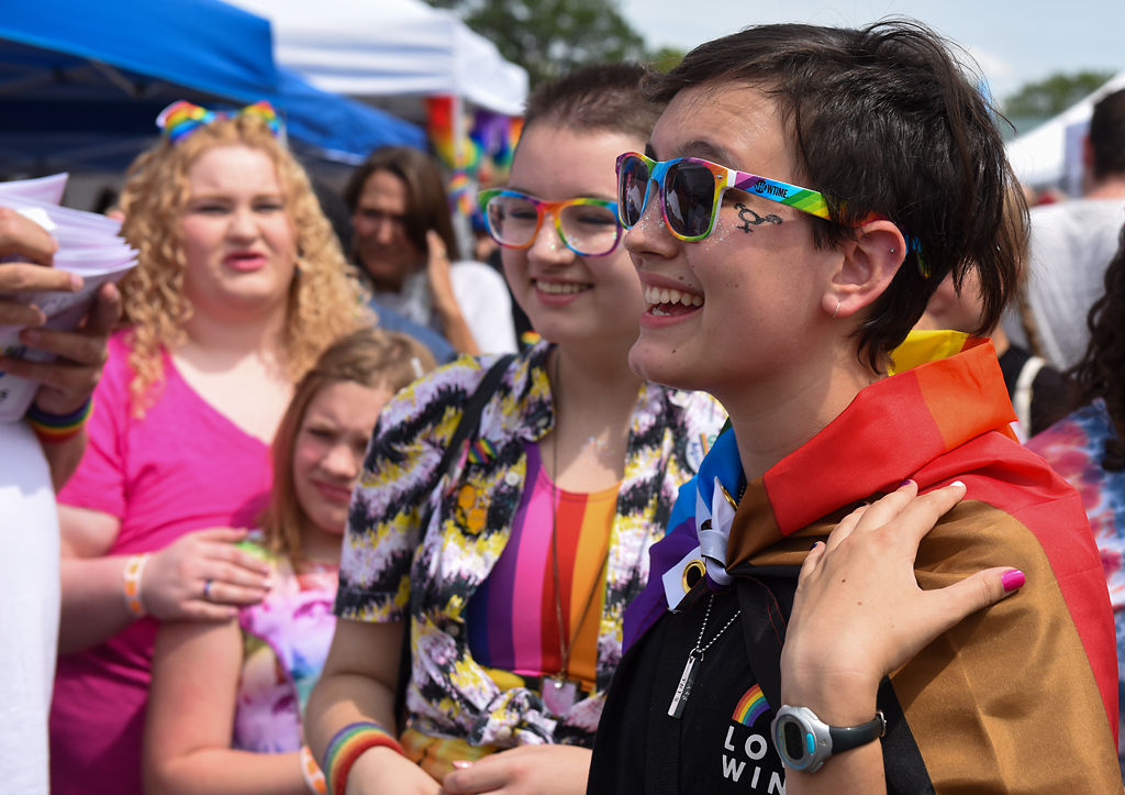 Sidney Hanson and Grace Gomez attend the MidMO PrideFest